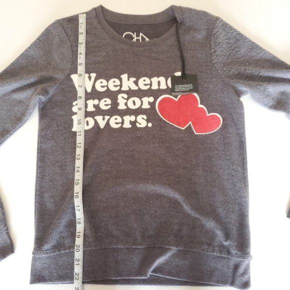 NWT Chaser Weekends are for lovers long sleeve crew neck - Picture 12 of 14